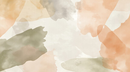 Wall Mural - abstract watercolor background with soft pastel colors and large brush strokes, in shades of blush pink, beige, mustard, pale green, and grey-cream white