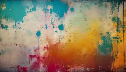 Poster - grunge background with abstract colored texture old scratches stain paint splats spots