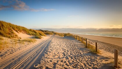 Wall Mural - sandy road to the beach early morning