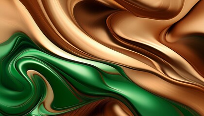 Poster - vibrant green and brown background with fluid organic shapes