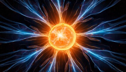 Wall Mural - a realistic rendering of a neutron star with intense magnetic fields and high energy radiation representing the wonders of the universe