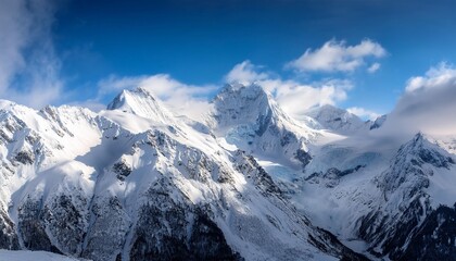 Wall Mural - snow mountain scenery landscape with cloud and blue sky ai generative