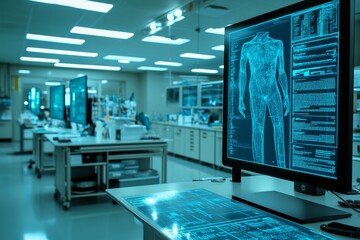 Poster - High tech medical laboratory equipped with advanced imaging technology illustrating modern healthcare innovations and the future of diagnostic medicine