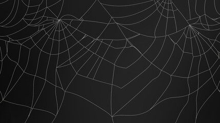 A spider web woven with intricate detail against a dark background.