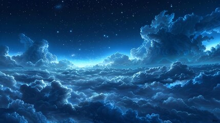 Wall Mural - view of a dark blue sky filled with stars