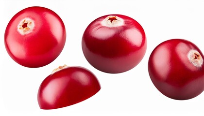 Poster - falling cranberry isolated on white background full depth of field