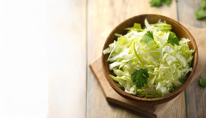 Poster - crunchy shredded cabbage mix with fresh greens for an appealing dish with copy space image