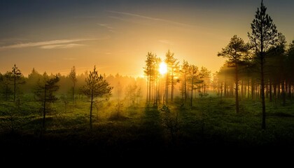 Wall Mural - sunrise in the forest