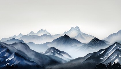 Wall Mural - mountain water color light gray background