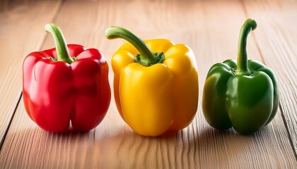 Wall Mural - fresh colored bell pepper on wooden background