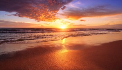 Wall Mural - amazing sunset over the beach hdr processed