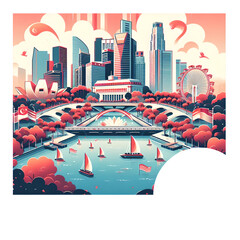 Wall Mural - Singapore National Day Gradient Vector Illustration 