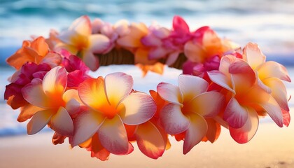 Wall Mural - softly swirling hawaiian lei blooms for paradise getaway beach hawaiian lei