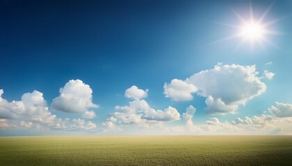 Wall Mural - sunny sky background whith clouds and ground