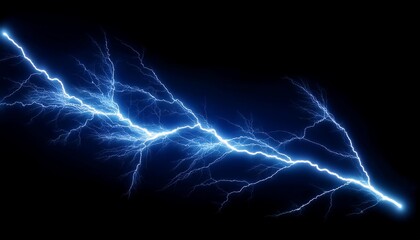 Canvas Print - blue lightning isolated on black background