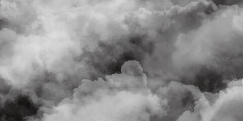 Wall Mural - Textured soft white clouds of smoke and fog on black background with gray vintage high detail fluffy cloud distressed textured in the light, abstract natural bright sky background with dark effect.