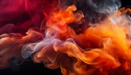 Wall Mural - beautiful and colorful smoke fog background main colors are red and orange