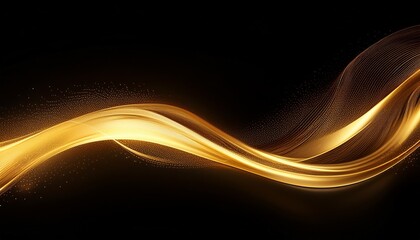 Wall Mural - a gold wave of light with a black background