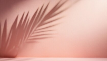 Canvas Print - blurred shadow from palm leaves on the light pink wall minimal abstract background for product presentation spring and summer