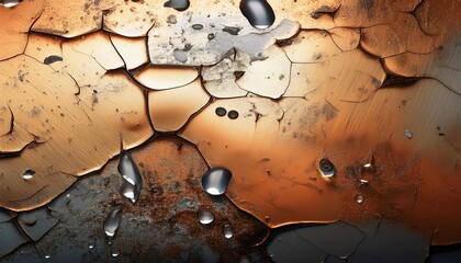 Canvas Print - abstract distressed metallic background with cracks and drops