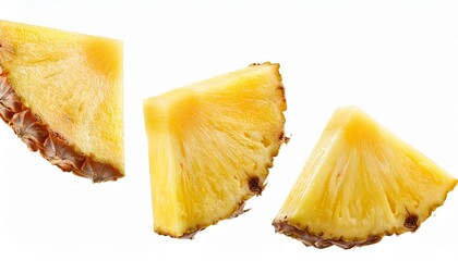 falling pineapple slice isolated on white background full depth of field