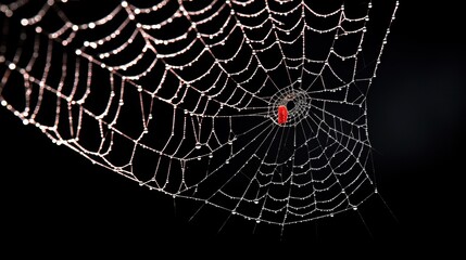 Spider Web With Dew Drops - A Close-Up View of Nature's Art