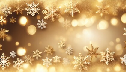 Wall Mural - golden christmas background with snowflakes