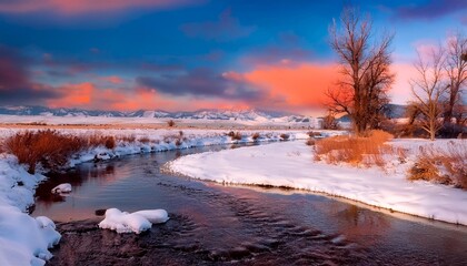 Wall Mural - usa idaho bellevue winter sky over spring creekn