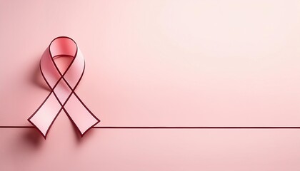 Wall Mural - breast cancer awareness ribbon one line drawing