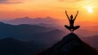 © BOJOShop - Silhouette of Woman Doing Yoga on Mountain Peak at Sunset