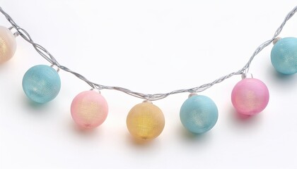 Wall Mural - christmas lights string colorful pastel light bulbs isolated on white background