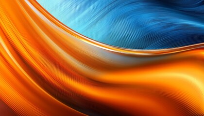 Canvas Print - abstract background with glass waves orange and blue with nice reflection