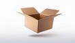 © Jaelynn - one levitating open cardboard box on a white isolated background