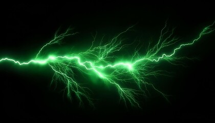 Canvas Print - green lightning impact effect on plain black background from generative ai