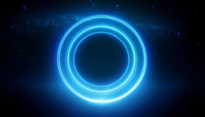 Canvas Print - cosmic blue neon light forming a circle