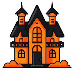 Wall Mural - A house with a black roof and orange trim