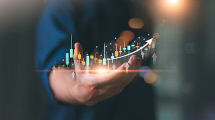 Aufkleber - concept of finance and investment ,profit growth management ,financial graphical and statistical analysis ,Stock and currency fund management ,bank interest management ,high return investment