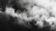 © ImronDesign - Panoramic view of the abstract fog. White cloudiness, mist or smog moves on black background. Beautiful swirling gray smoke. Mockup for your logo. Wide angle horizontal wallpaper or web banner, ai