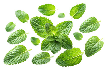 mint leaves isolated on transparent background png