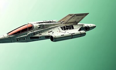 Wall Mural - futuristic spaceship with sleek design in flight green screen background with ai generated.