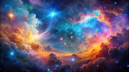 Wall Mural - Starry outer space background with colorful nebula clouds, star field, outer space, background, stars, nebula, galaxy