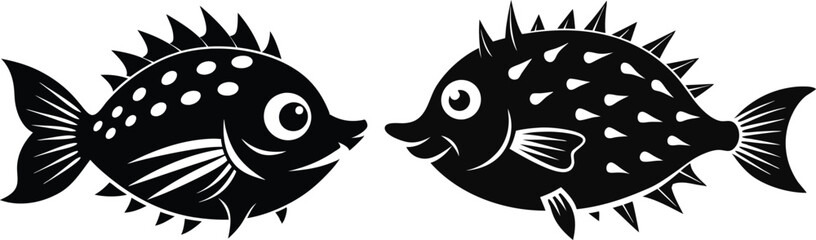 Wall Mural - porcupine fish vector silhouette 