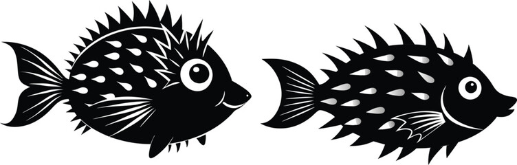 Wall Mural - porcupine fish vector silhouette 