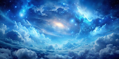 Wall Mural - Blue sky and clouds forming a galaxy background, Sky, clouds, galaxy, stars, background, celestial, space, universe