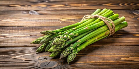 Poster - Fresh green asparagus arranged on a wooden table , vegetables, organic, food, healthy, farm, market, cooking, spring, season