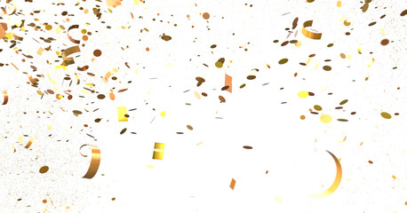 Sticker - Elegant Embrace: Mesmerizing 3D Illustration Depicting Swirling gold Confetti