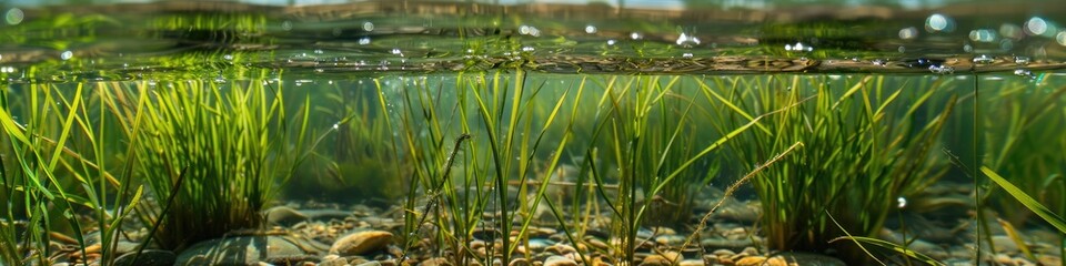 Wall Mural - Lush growth of aquatic vegetation