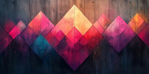 Wall Mural - High-Detail Abstract Tessellation in Magenta and Turquoise Hues, generative ai