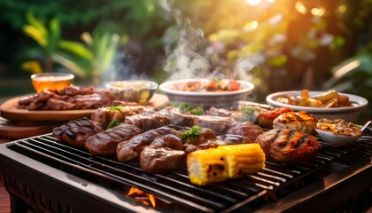 BBQ food party summer grilling meat,asia style