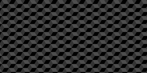 Minimal vector cubes geometric tile and mosaic wall grid backdrop digital hexagon technology wallpaper background. dark black block cube structure backdrop grid triangle texture vintage design.